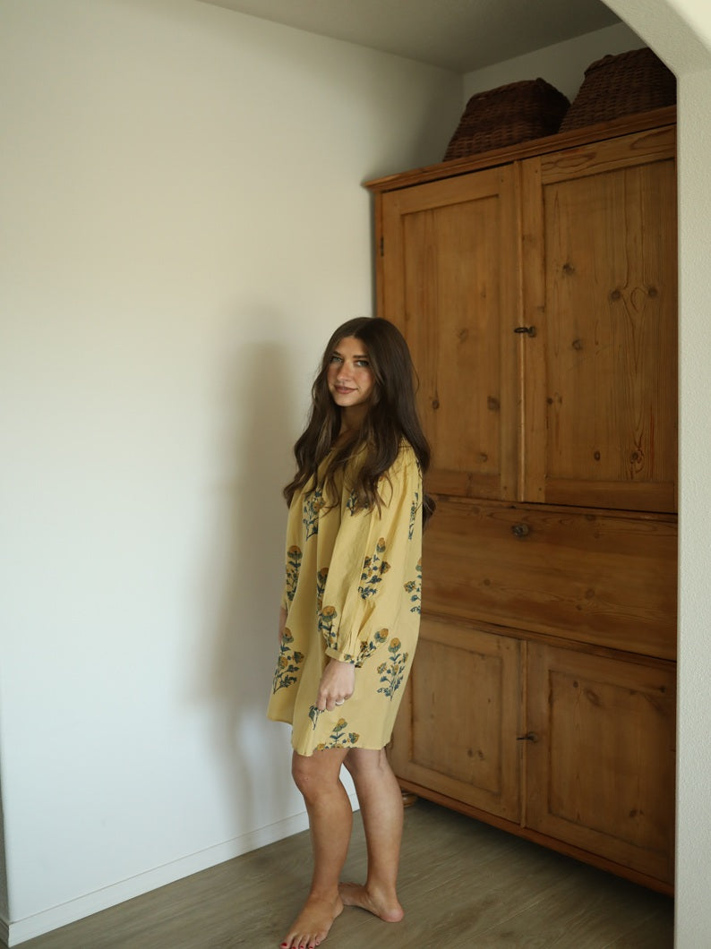 Hand Block Printed Boho Chic Cotton Midi Dress