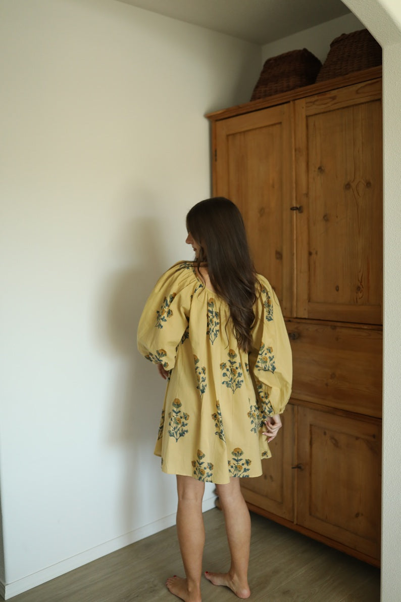 Hand Block Printed Boho Chic Cotton Midi Dress