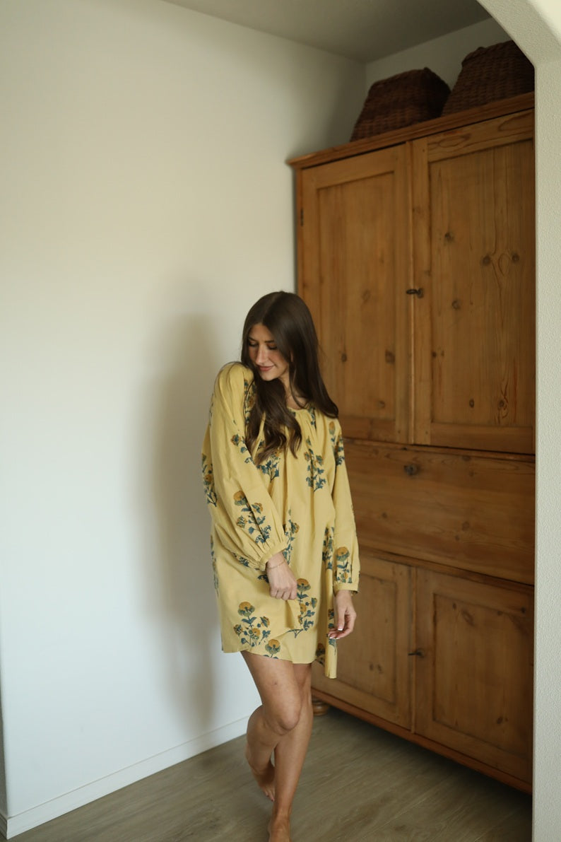 Hand Block Printed Boho Chic Cotton Midi Dress