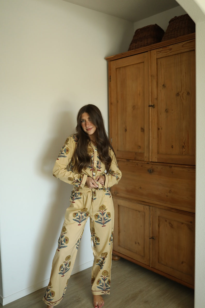 Hand Block Printed Boho Cotton Sleepwear Set