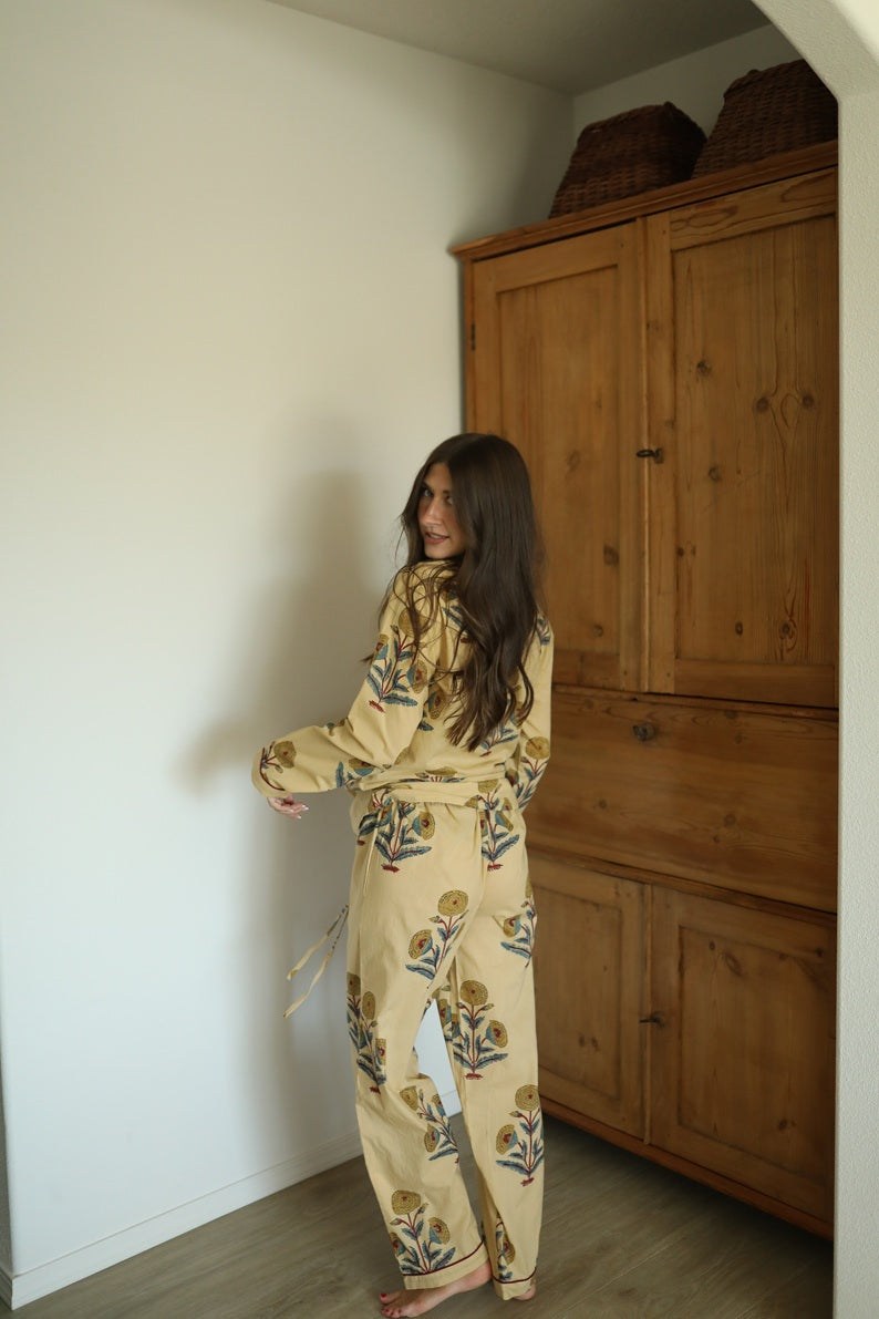 Hand Block Printed Boho Cotton Sleepwear Set
