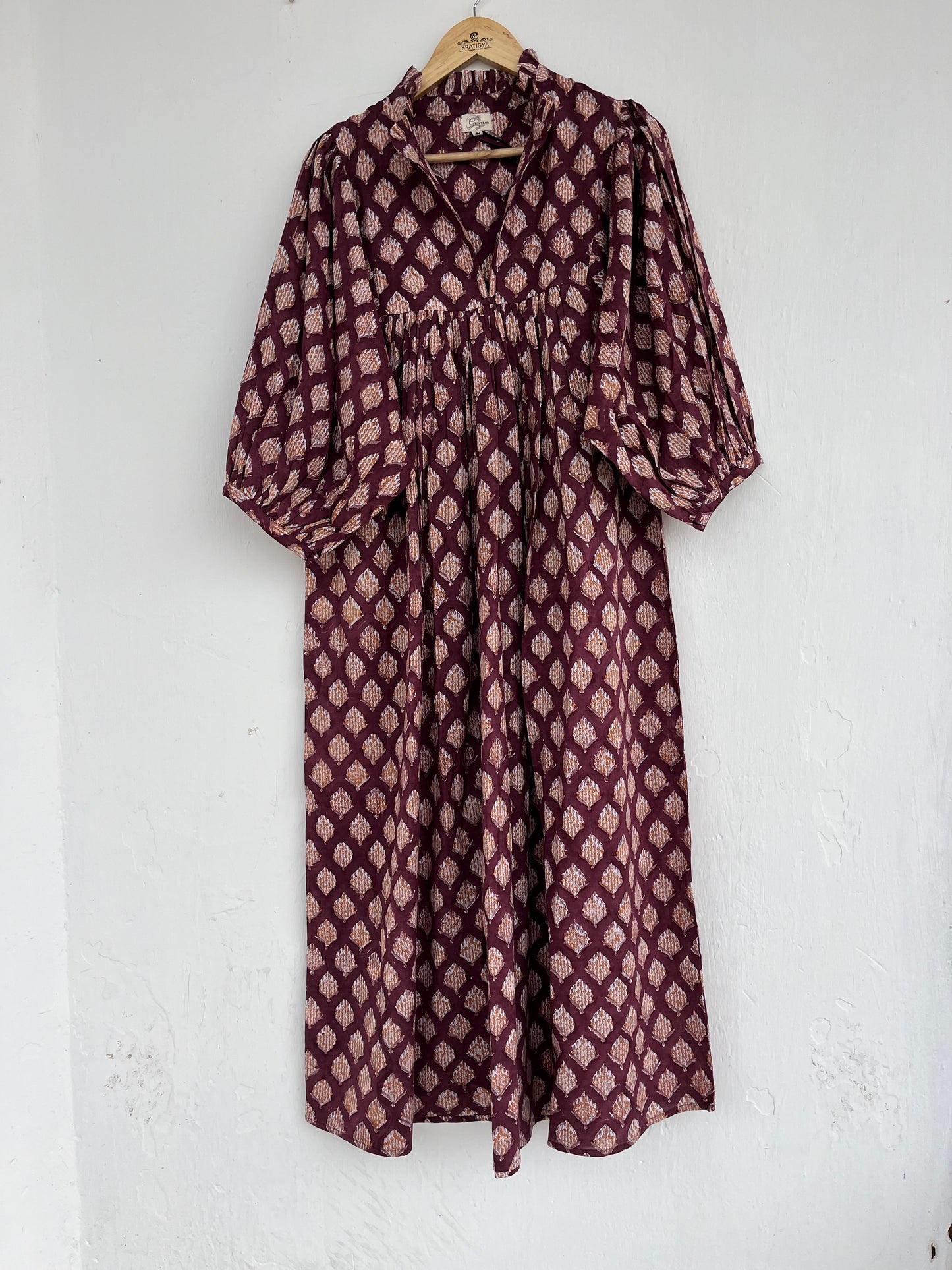 Bohemian Long Cotton Maxi, Frill Collar Maxi Dress