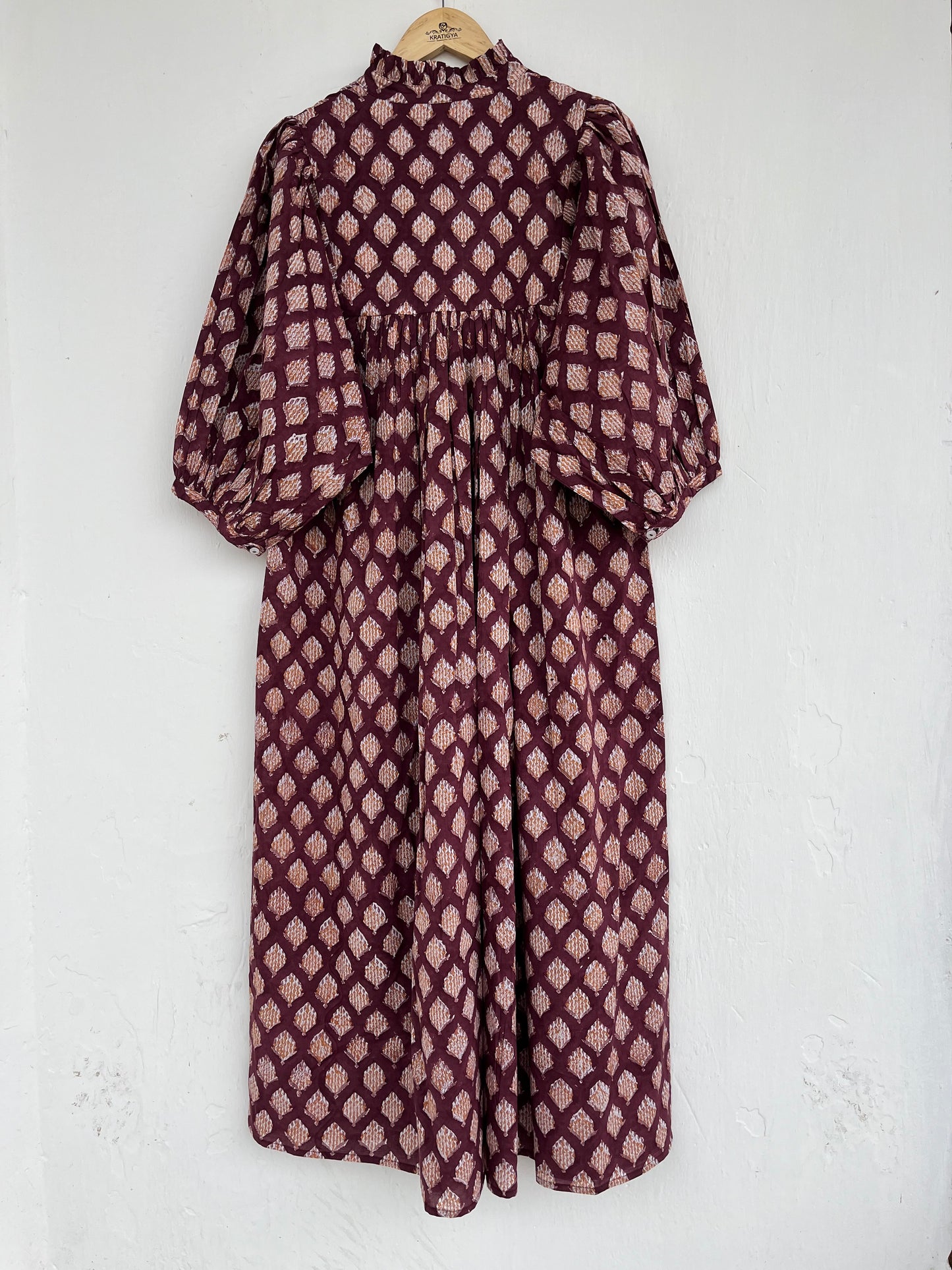 Bohemian Long Cotton Maxi, Frill Collar Maxi Dress