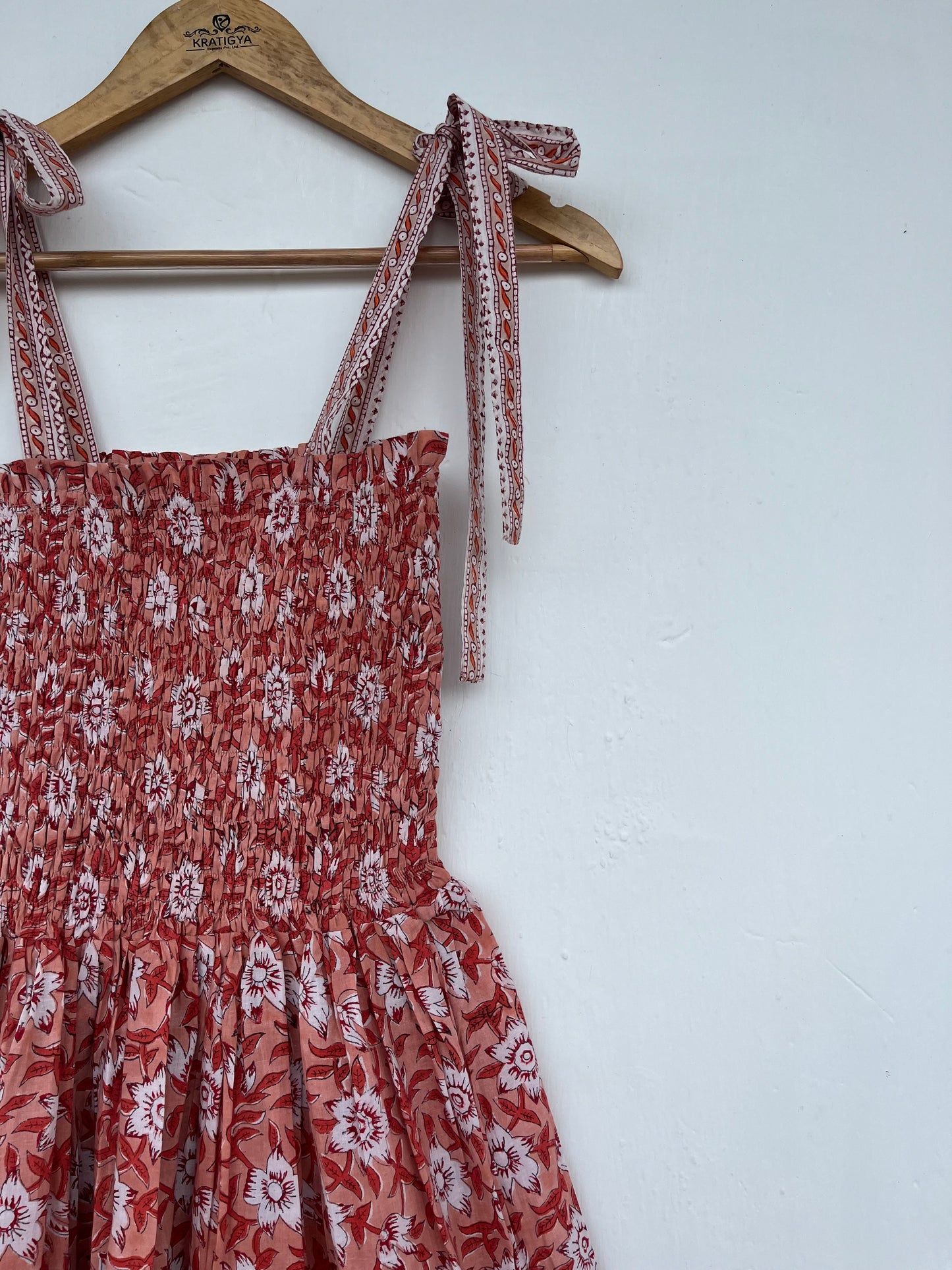 Cotton Smocked Maxi Dress With Adjustable Strap, Bohemian Dress for Women