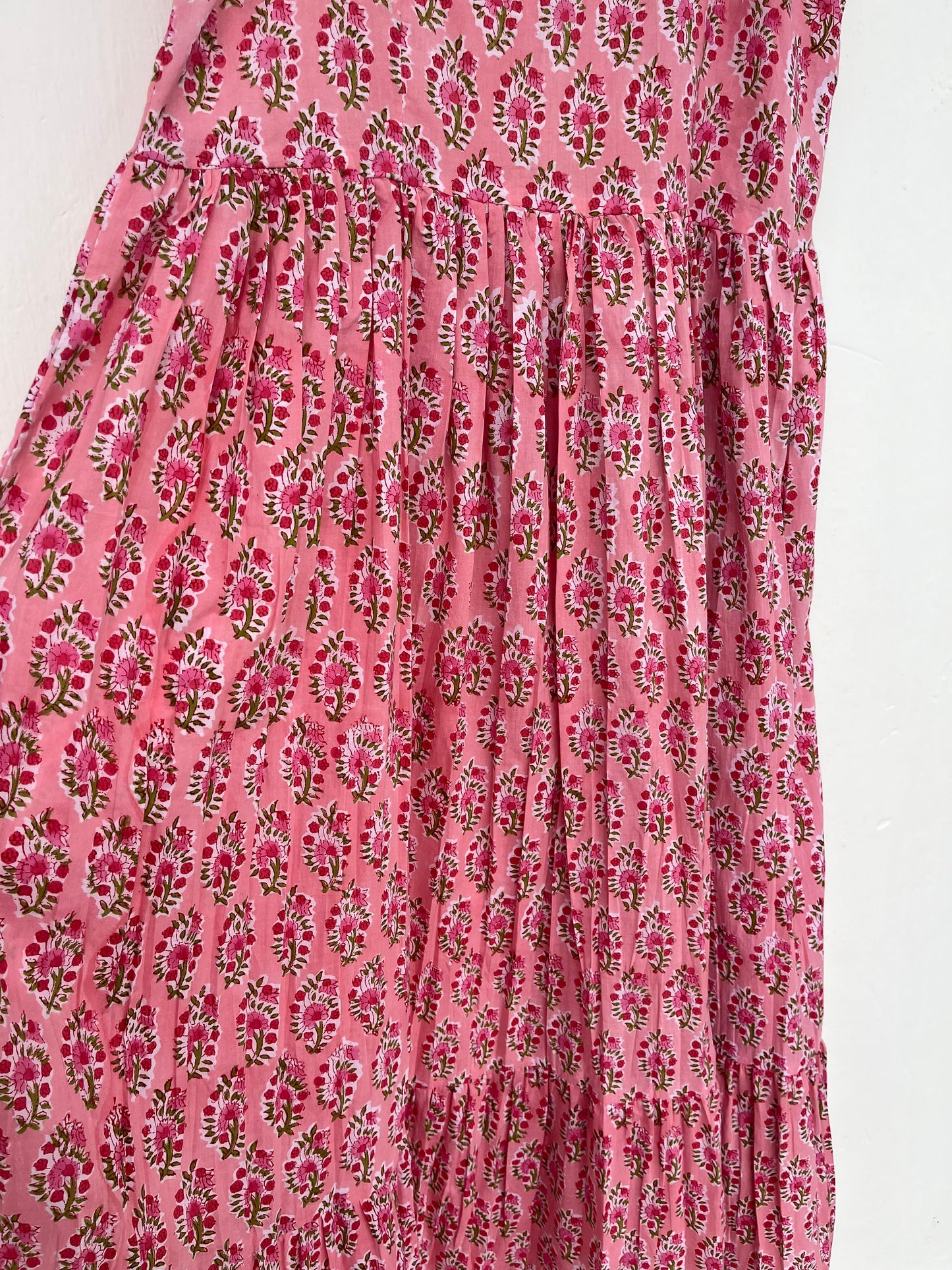 Tie-Up Strap Sleeveless Boho Summer Dress - Pink Floral Vacation Wear