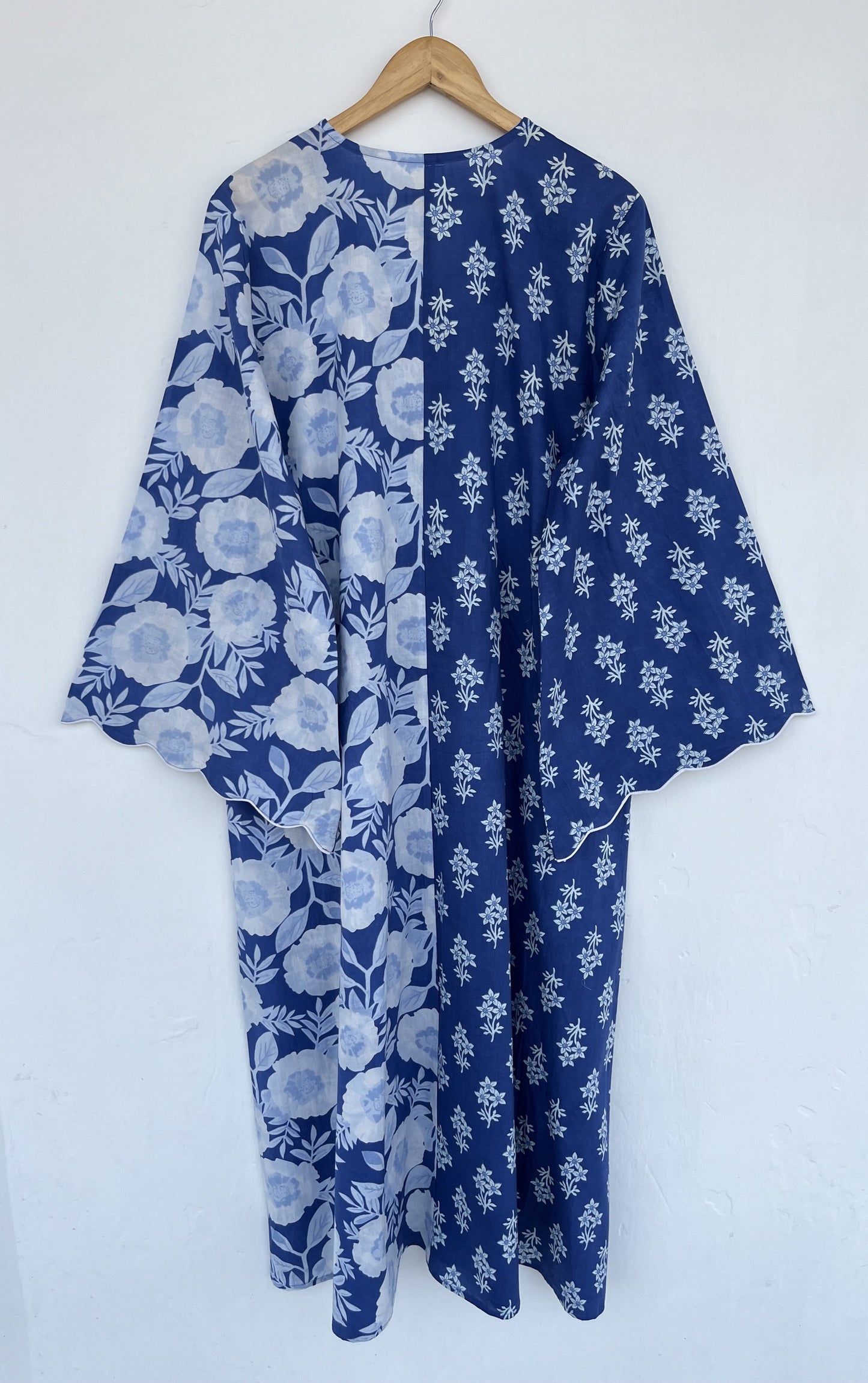 Blue White Floral Resort Vacation Dress | Loose Fit Long Maxi | Summer Boho Outfit