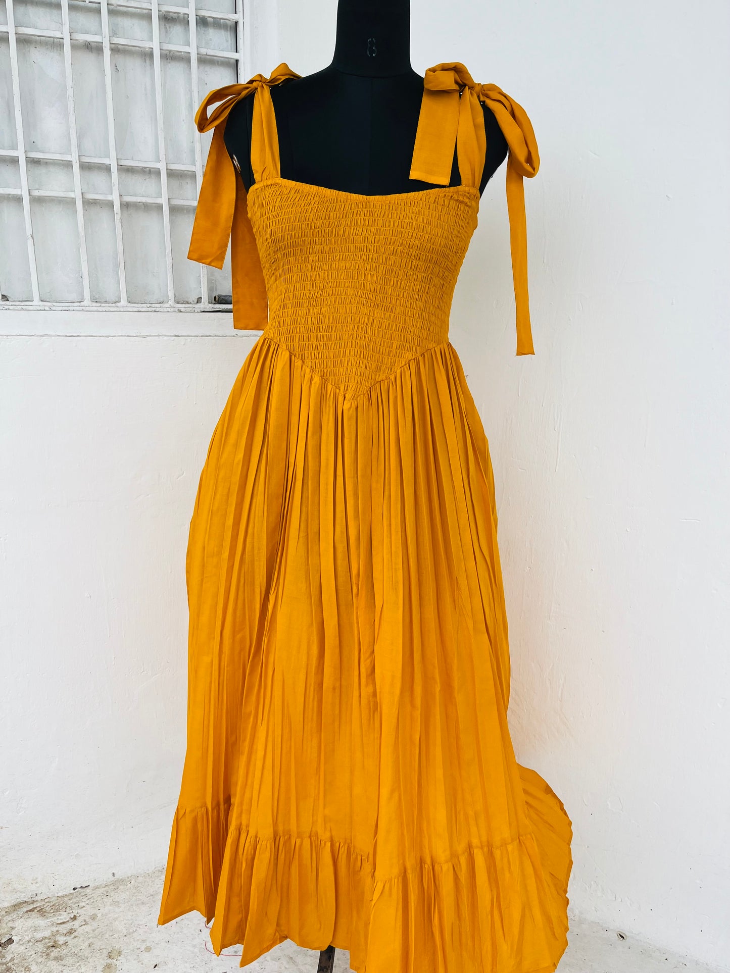 Shirred Cotton Maxi Dress, Summer Dresses For Women