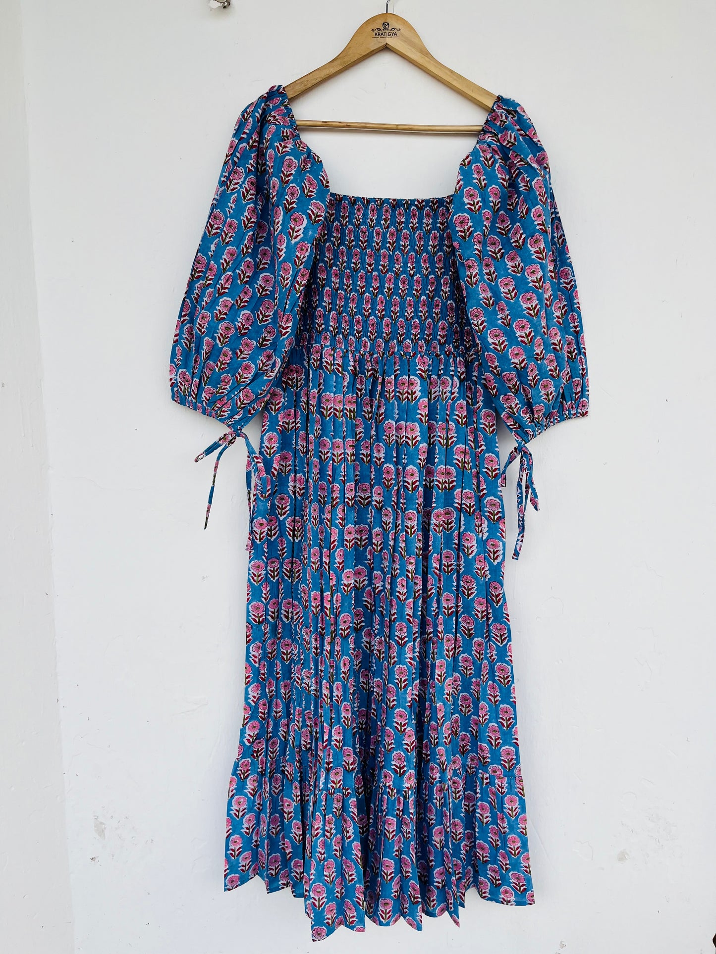 Boho Floral Smocked Tiered Maxi Dress