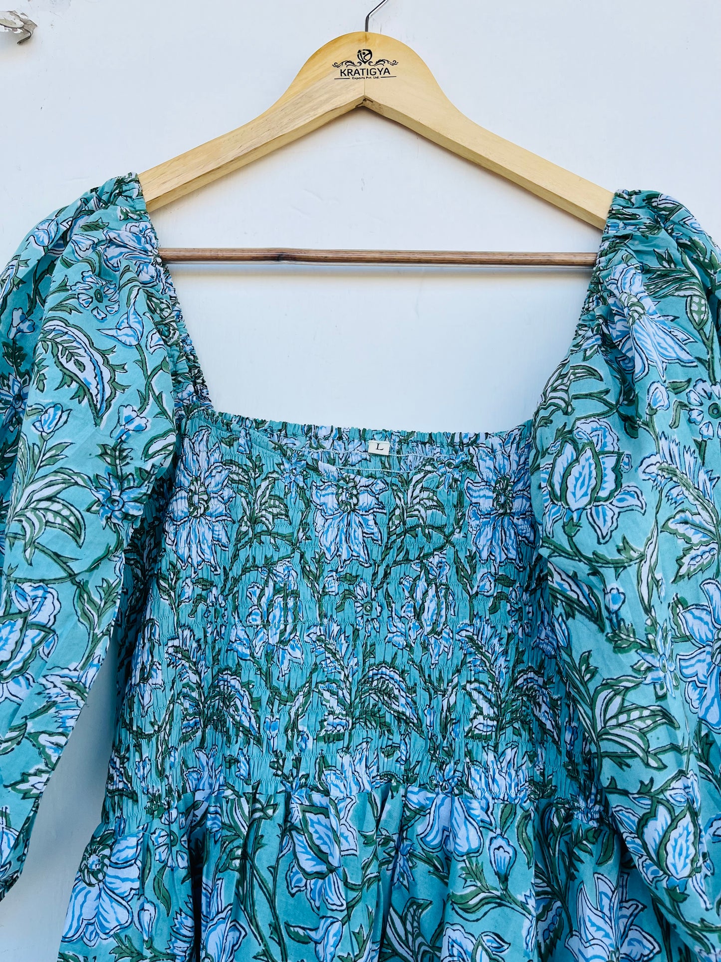 Boho Maxi Dress with Floral Print & Smocked Bodice
