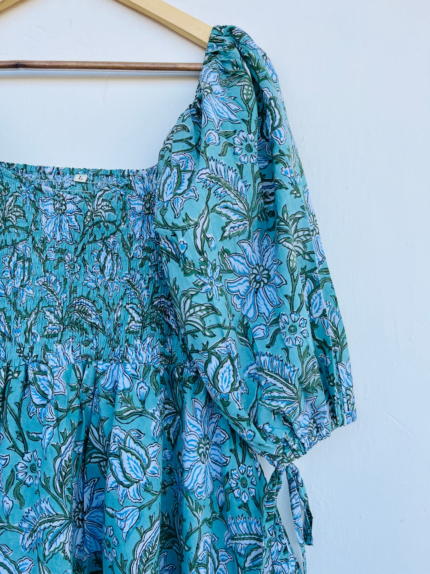 Boho Maxi Dress with Floral Print & Smocked Bodice