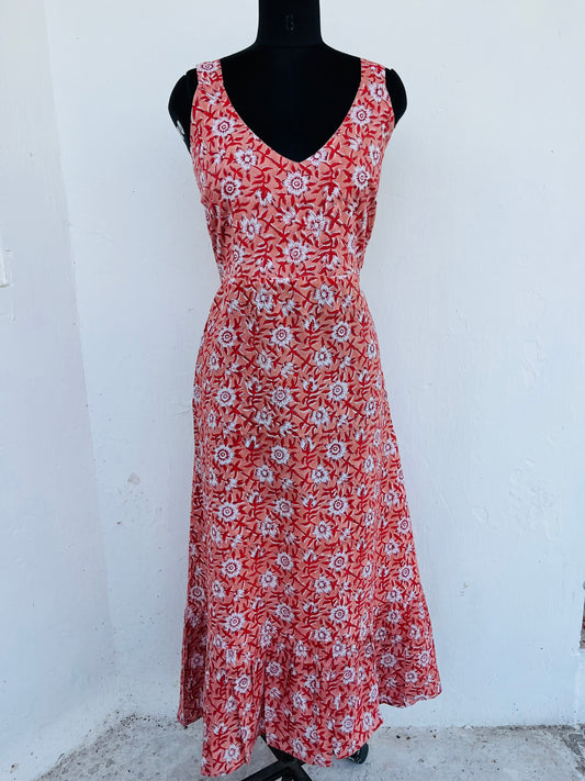 Sleeveless Sundress Back Tie Cotton Maxi for Women