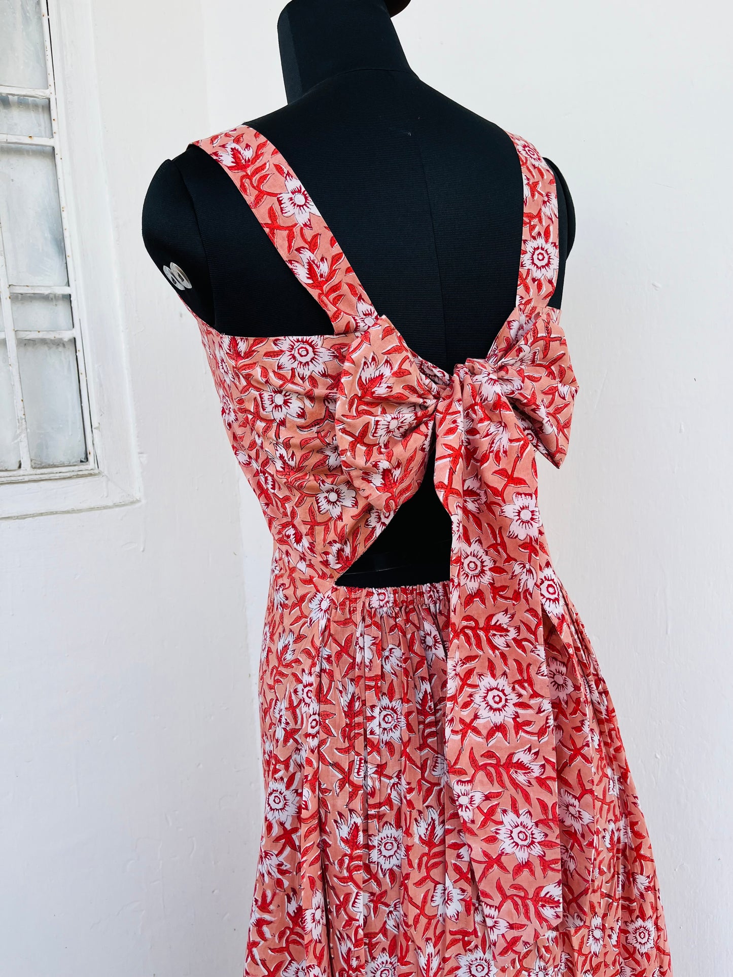 Sleeveless Sundress Back Tie Cotton Maxi for Women