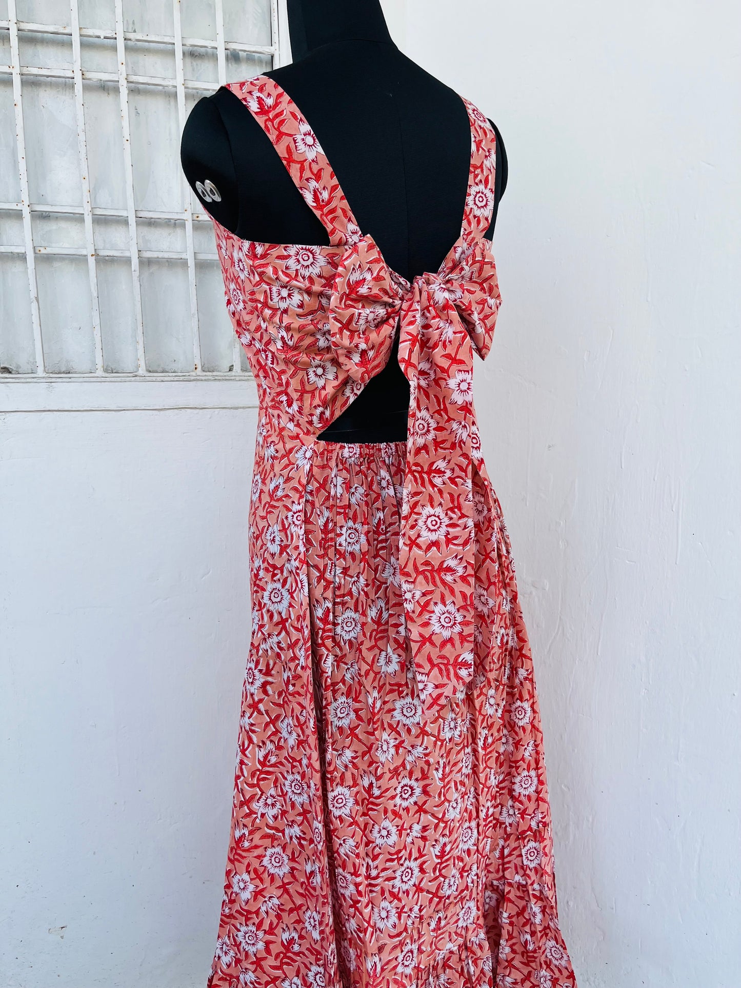 Sleeveless Sundress Back Tie Cotton Maxi for Women