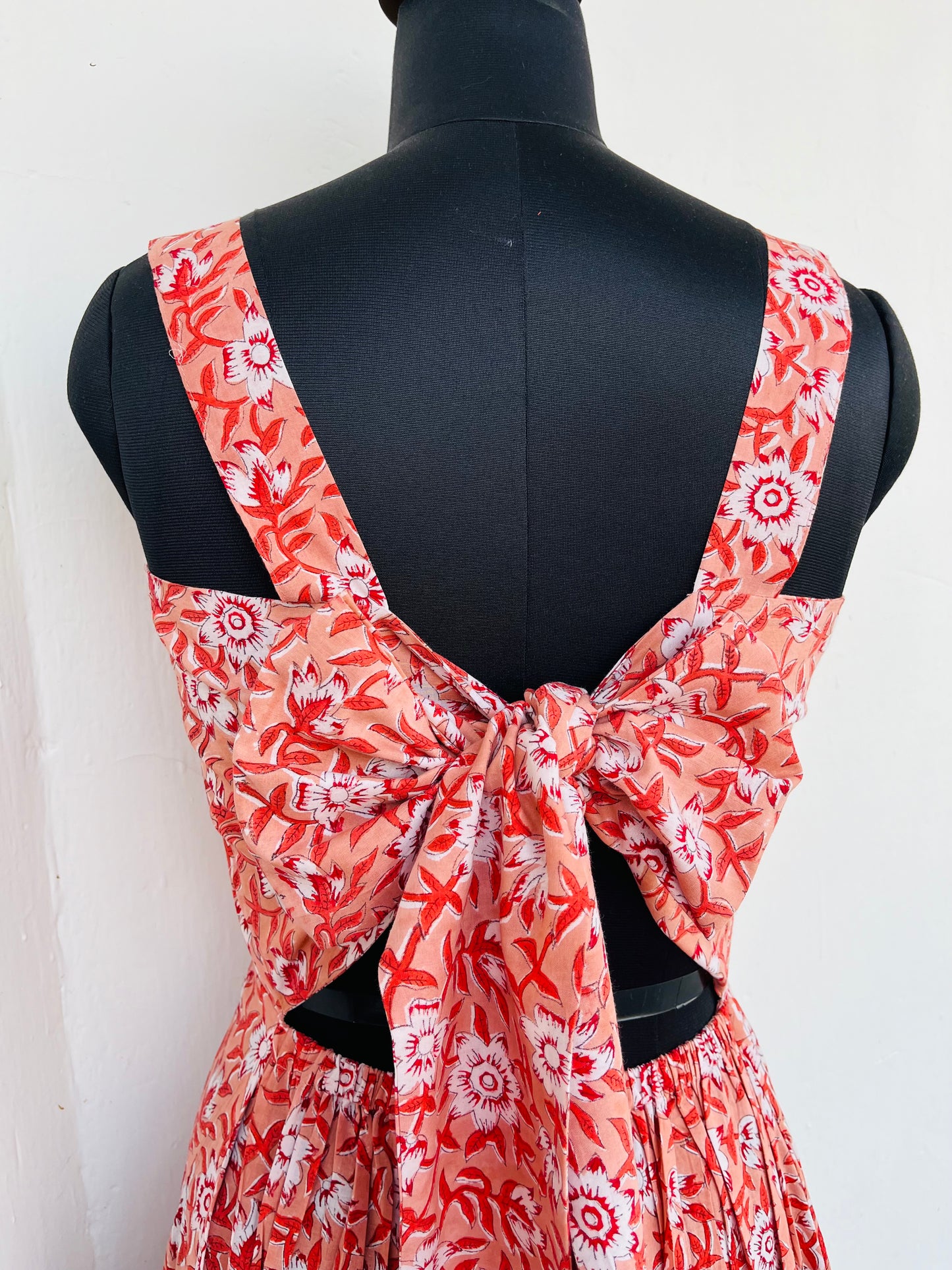 Sleeveless Sundress Back Tie Cotton Maxi for Women