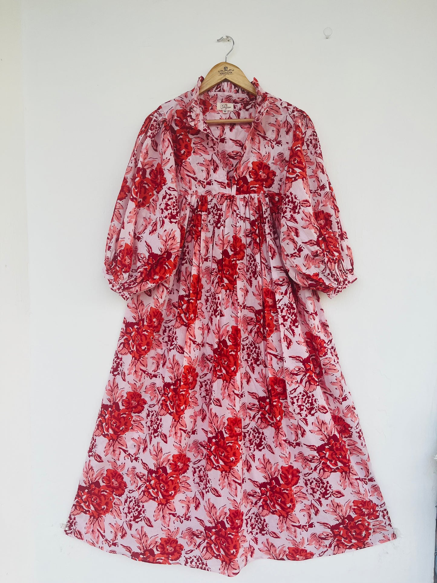 Hand Block Printed Floral Boho Chic Cotton Maxi Dress