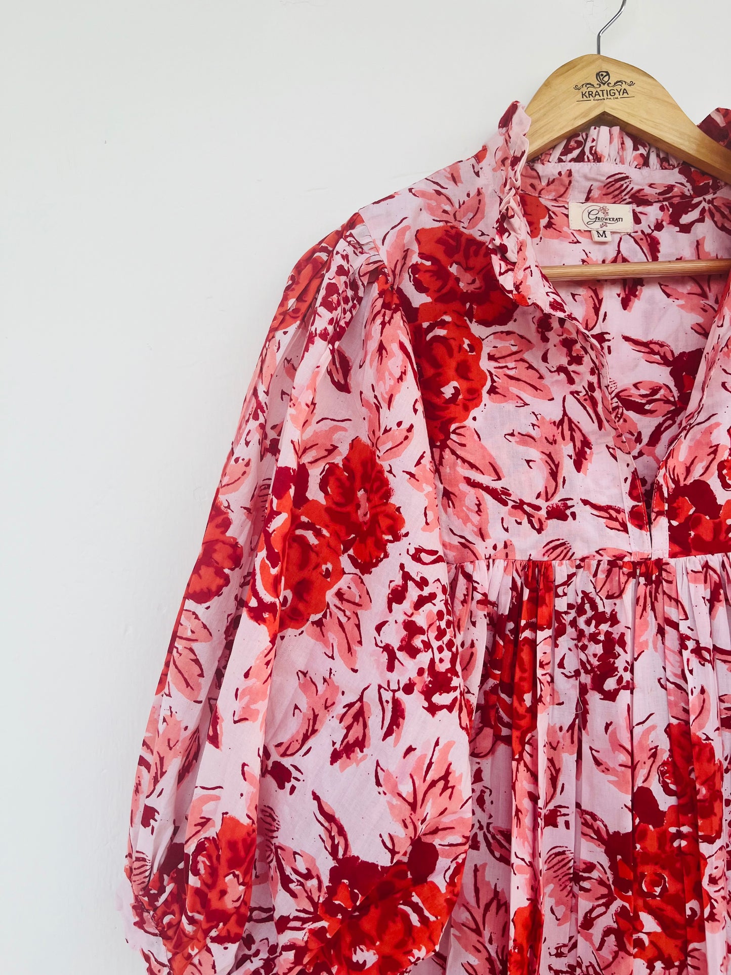 Hand Block Printed Floral Boho Chic Cotton Maxi Dress