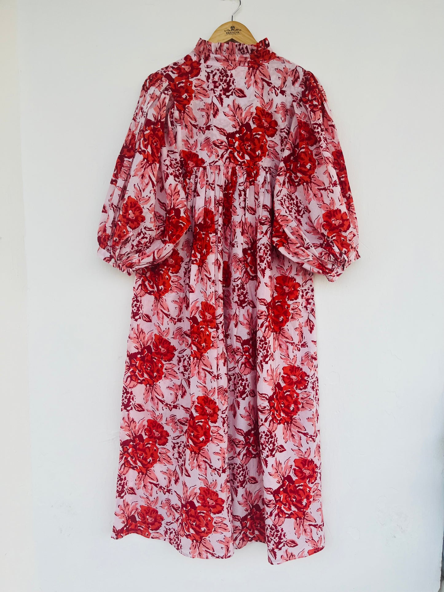 Hand Block Printed Floral Boho Chic Cotton Maxi Dress