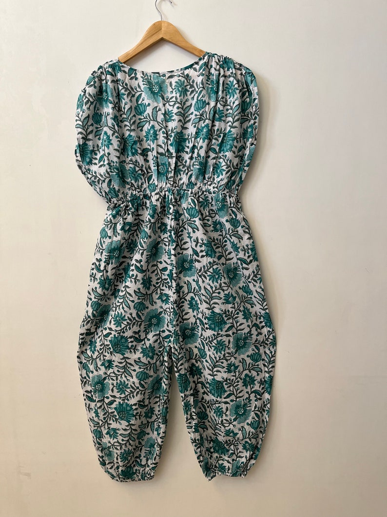 Green floral printed jumpsuit - Indian cotton long outfit