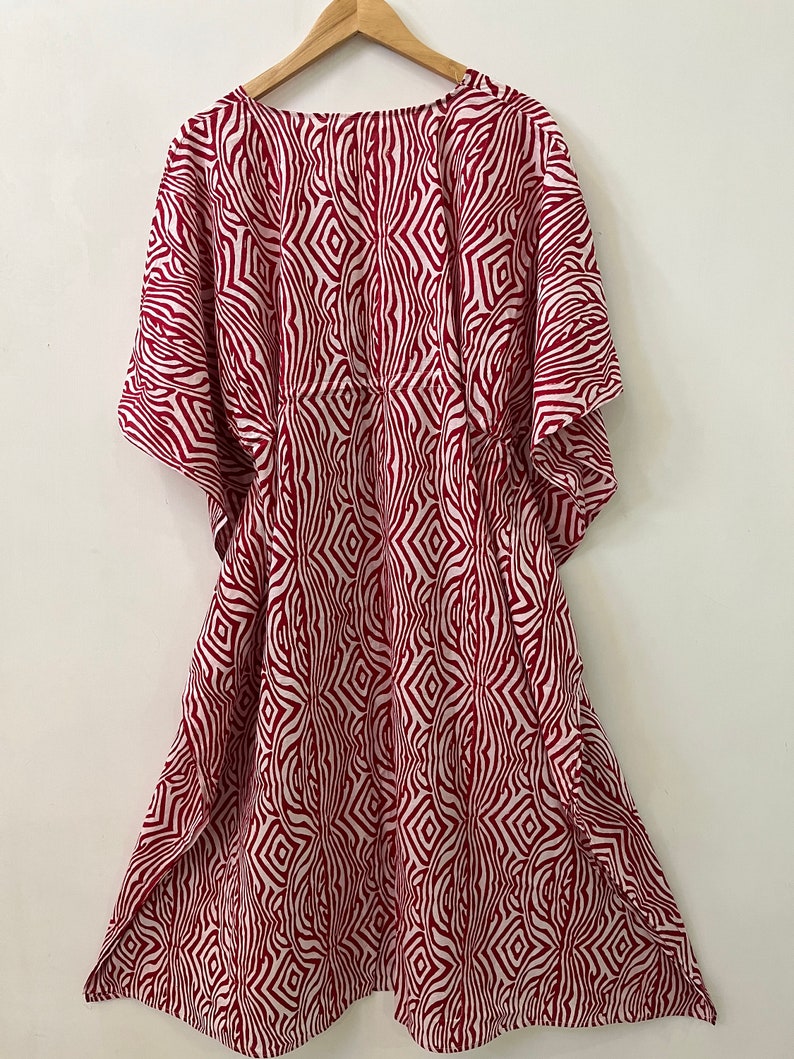 Red Comfy kaftan dress | Hand block printed kaftan | kaftan dress | Indian cotton kaftan maxi