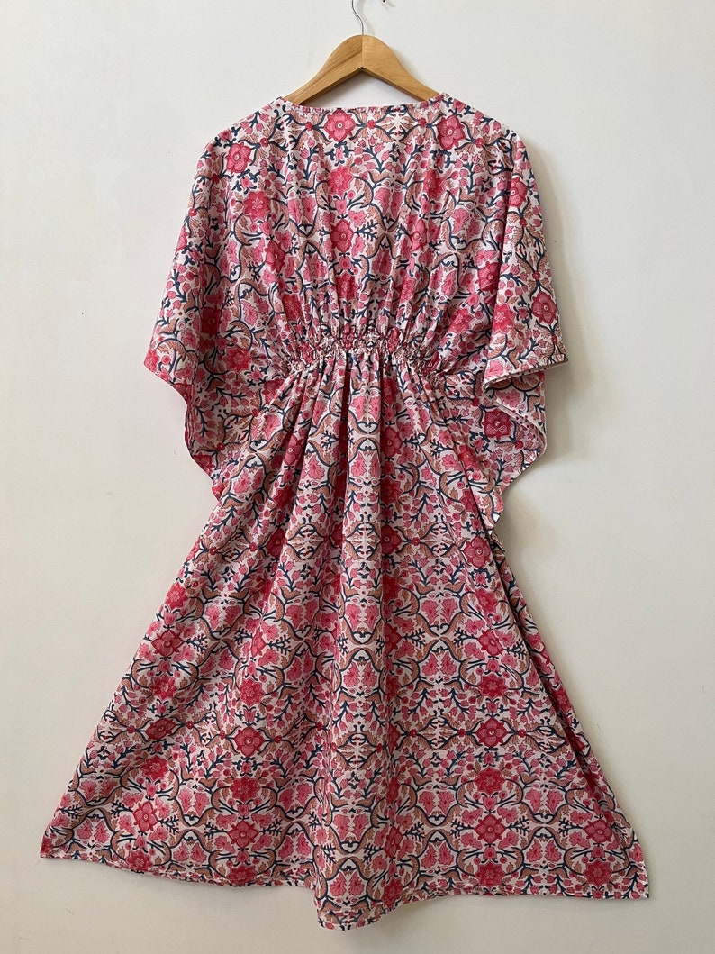 Floral printed kaftan | beachwear dress | hand block print cotton kaftan | women's cover-ups