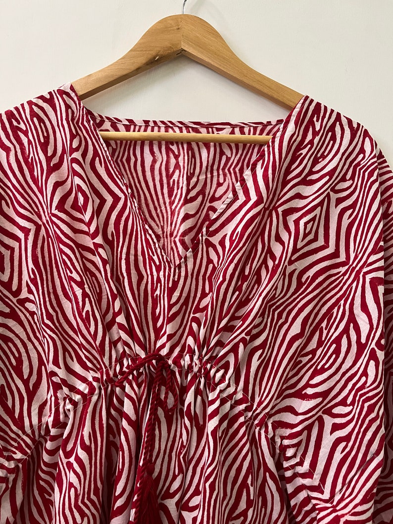 Red Comfy kaftan dress | Hand block printed kaftan | kaftan dress | Indian cotton kaftan maxi