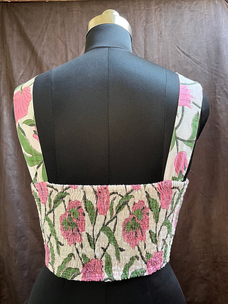 Block Printed Top | Cotton Crop Top | Shirred top