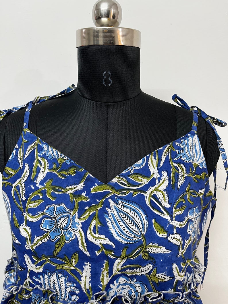 Hand Block Printed Top | Boho Top | Floral Top | Women’s Strap Top | Ruffle Top