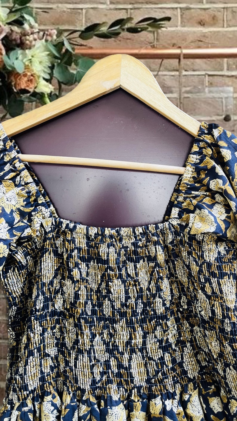 Block print dress | cotton bagru printed dress | bohemian midi dress
