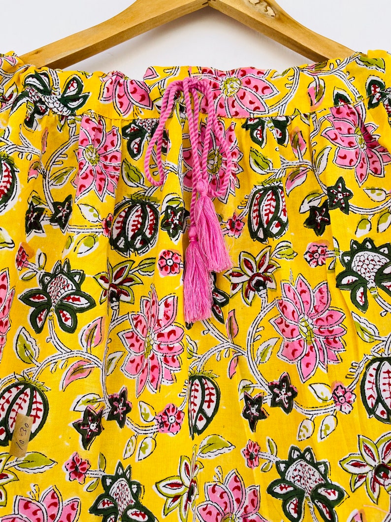 Yellow Floral Maxi Skirt, Cotton Skirt for Women, Summer Boho Outfit