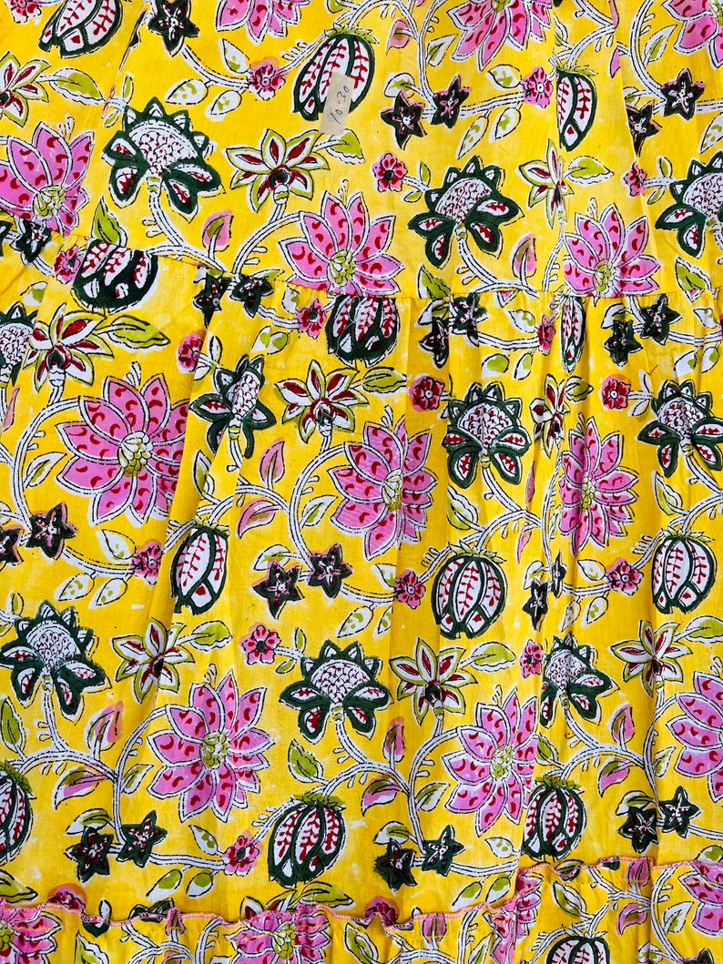 Yellow Floral Maxi Skirt, Cotton Skirt for Women, Summer Boho Outfit