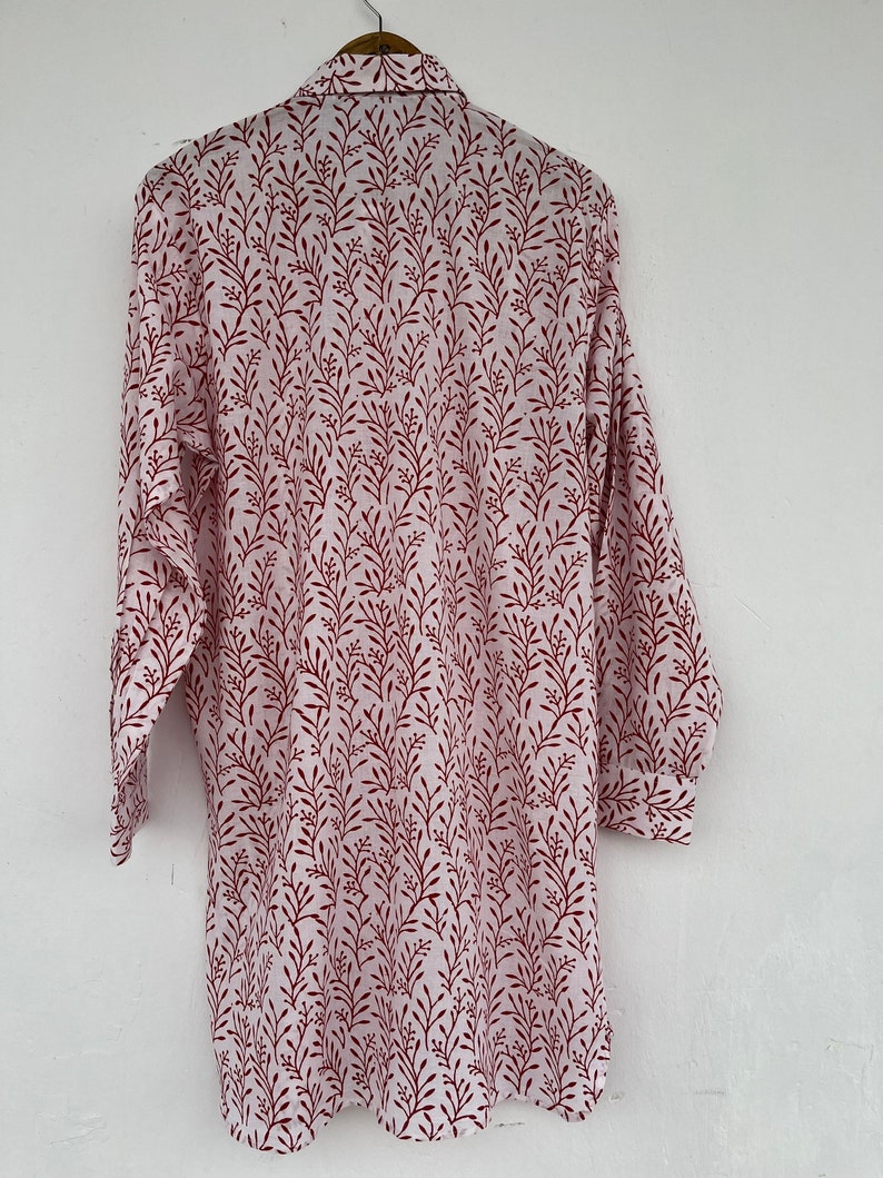 Shirt Mini Dress | Block Printed Short Dress | Cotton Dress | Long Shirt | Red Floral Shirt