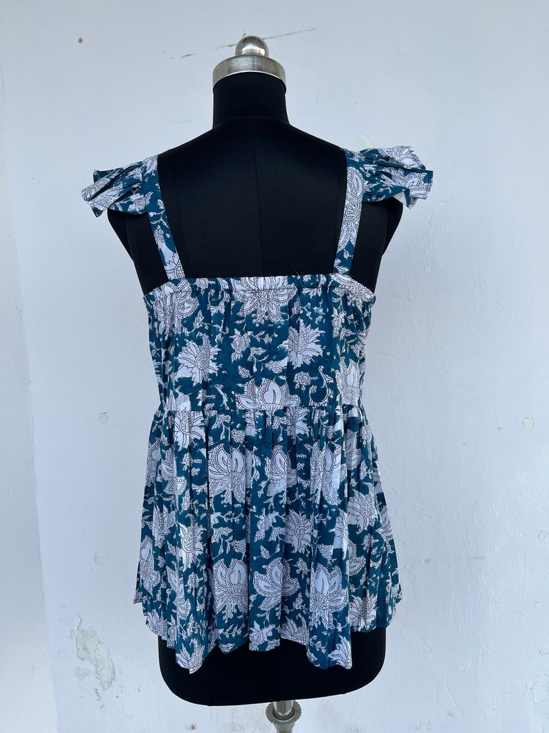 Summer cotton top - block printed floral top
