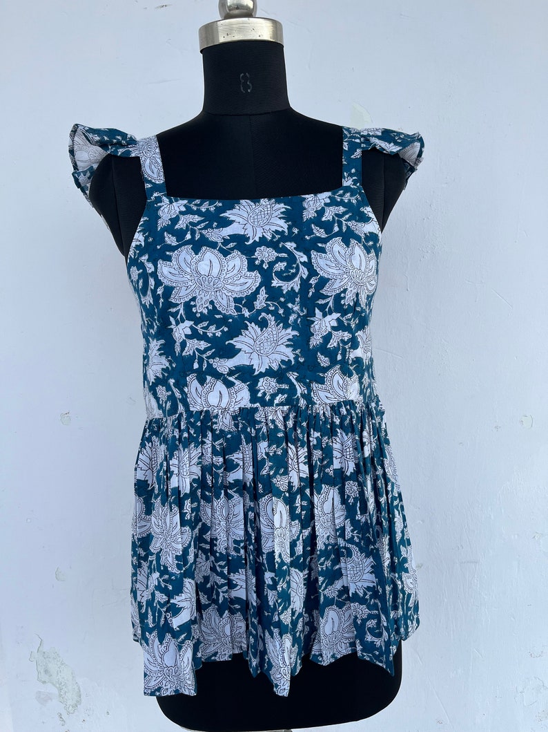 Summer cotton top - block printed floral top