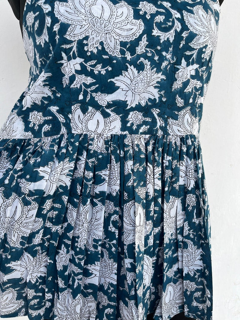 Summer cotton top - block printed floral top