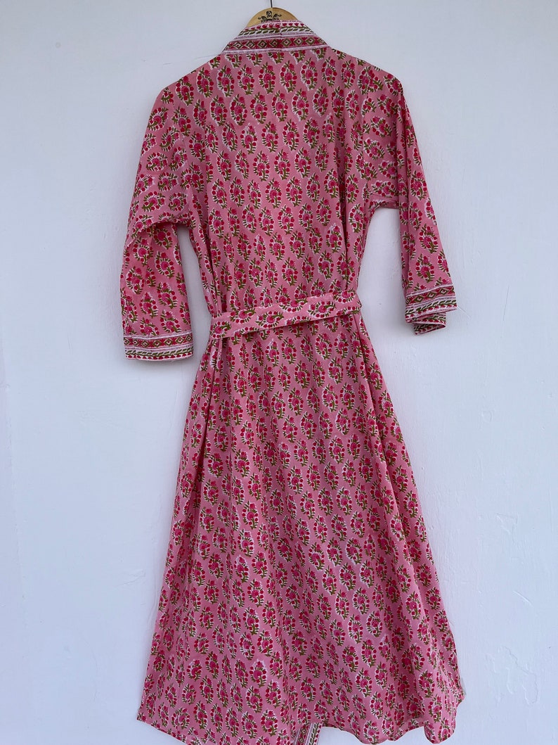 Floral Cotton Kimono Robe With Pockets