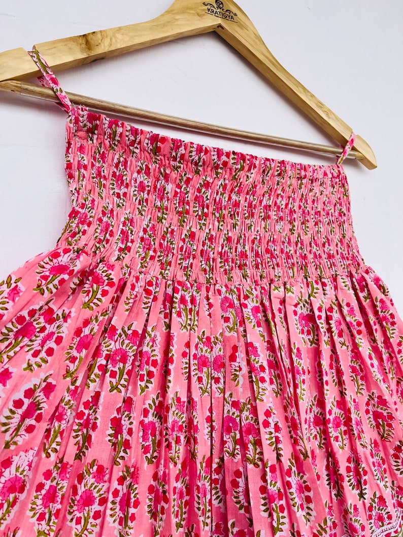 Hand Block Printed Cotton Smocked Mini Skirt