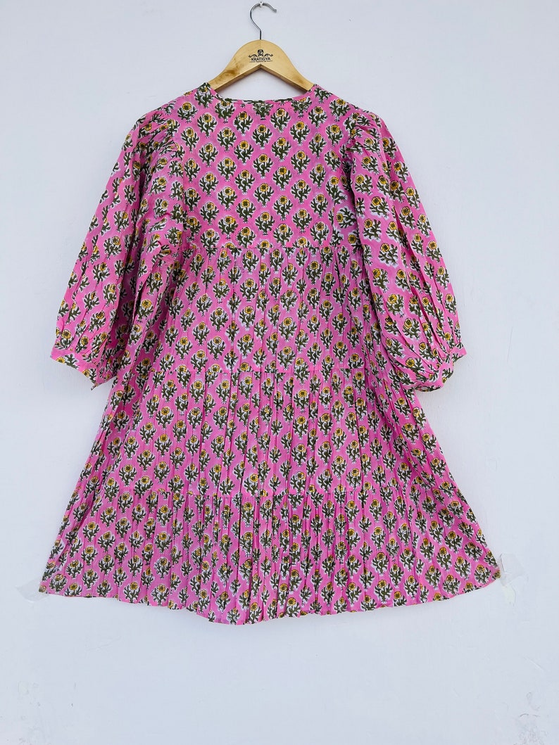 Pink floral print dress | block print dress | midi dress | floral dress | cotton Indian dress
