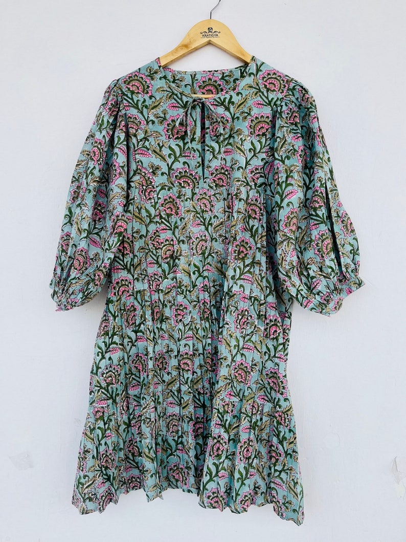 Block print dress | cotton floral printed dress | bohemian midi dress