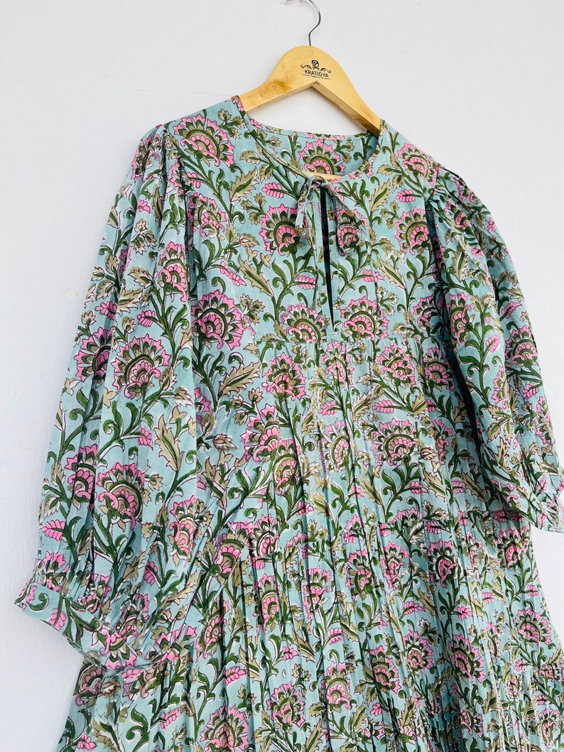 Block print dress | cotton floral printed dress | bohemian midi dress