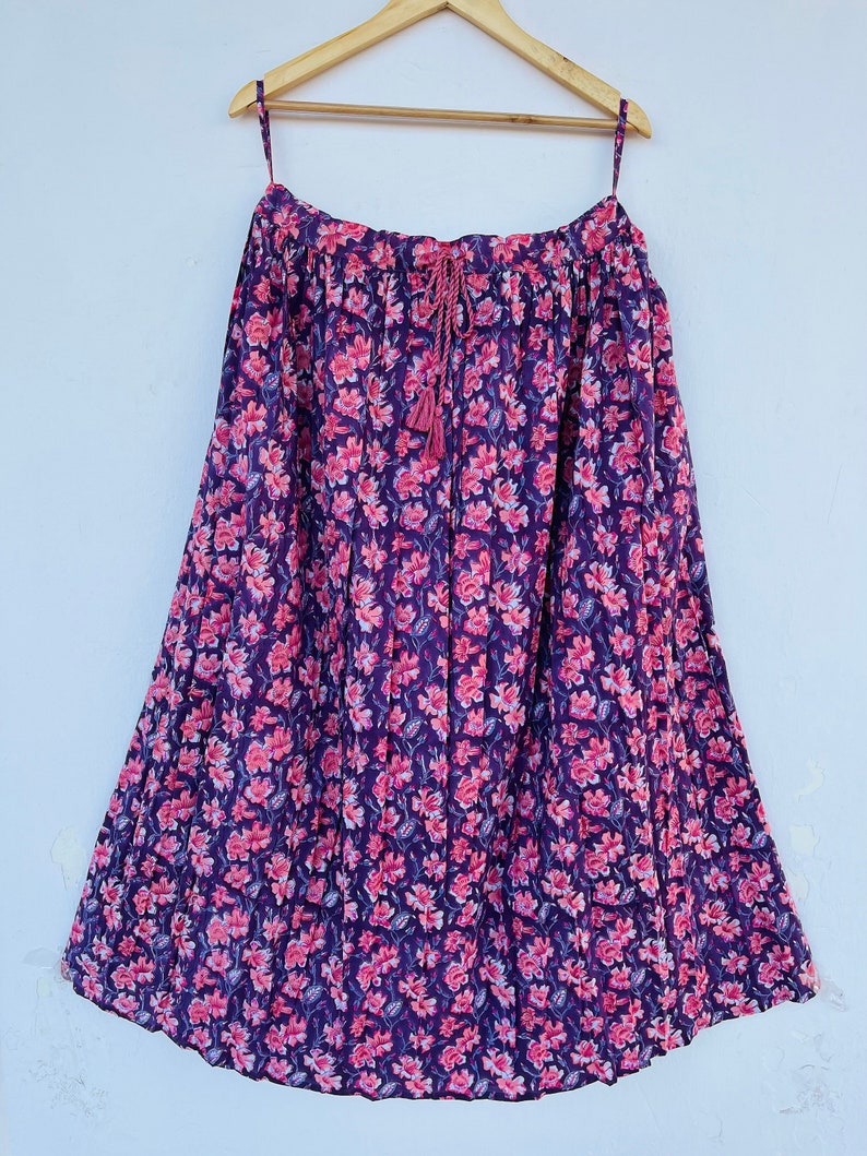 Purple Boho Cotton skirt, Women's Cotton Skirt, Block Print Skirt, Floral Skirts