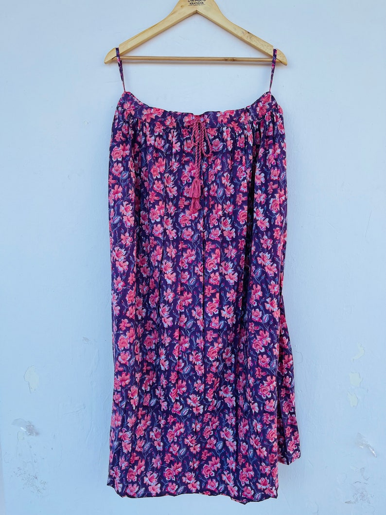 Purple Boho Cotton skirt, Women's Cotton Skirt, Block Print Skirt, Floral Skirts