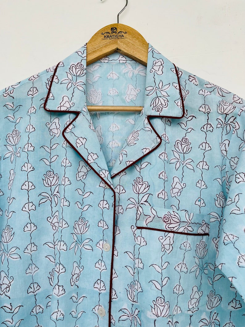 Hand block printed pj sets | cotton sets | pajama sets | cotton shirt and pajama set