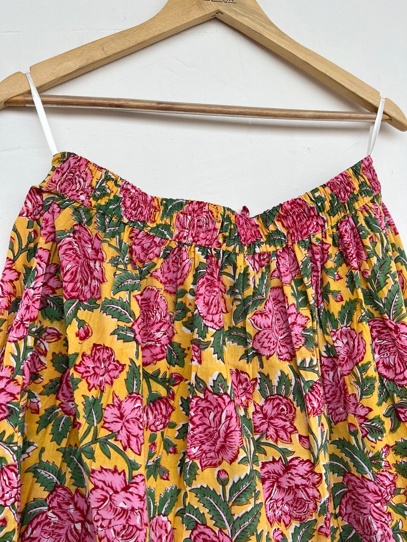 Floral Cotton Skirt, Long Boho Skirts, Hand Block Printed Hippie Dress