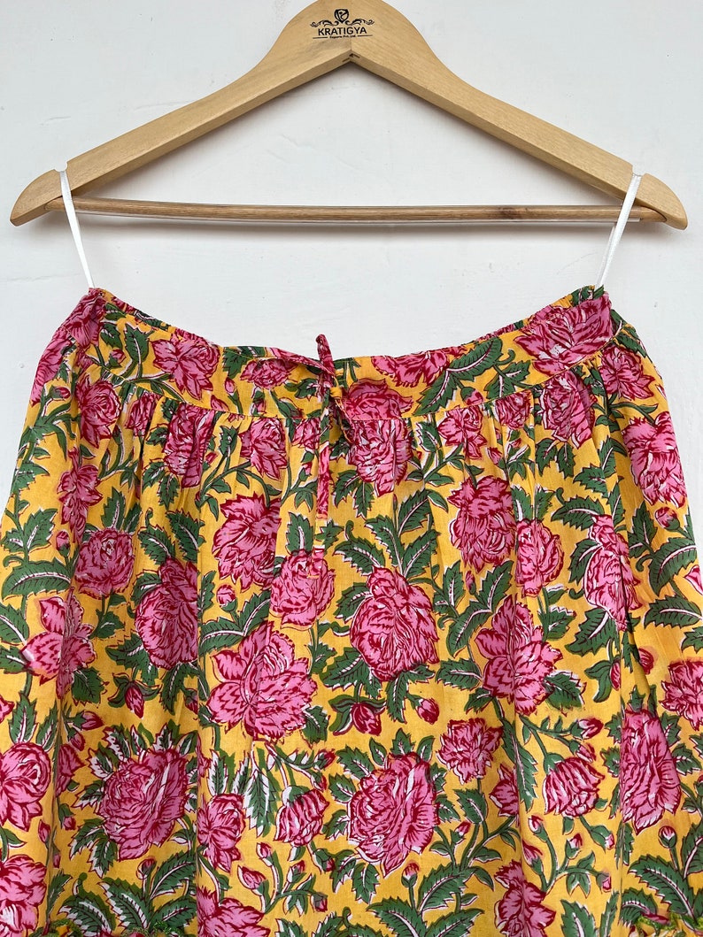 Floral Cotton Skirt, Long Boho Skirts, Hand Block Printed Hippie Dress