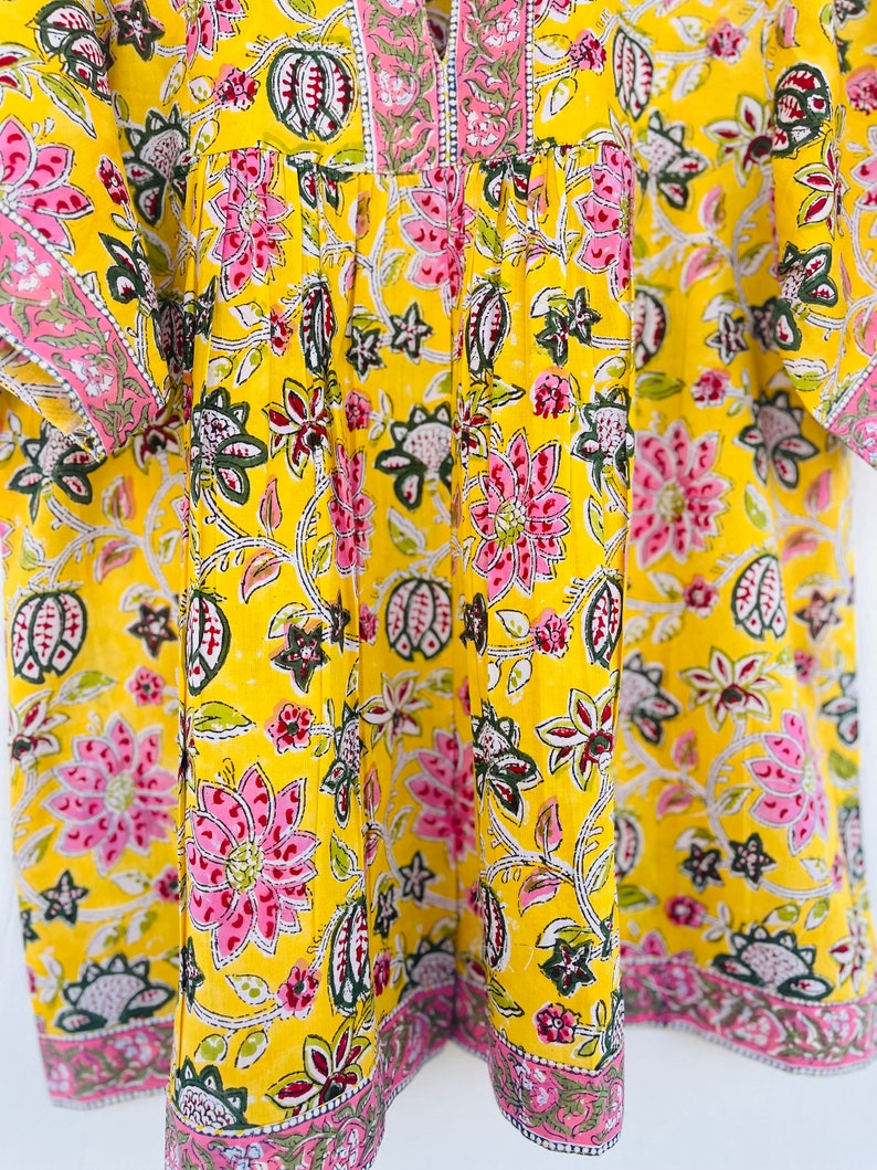Yellow floral blouse - Cotton printed long top