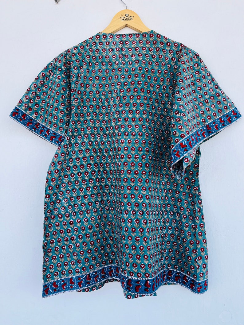 Floral hand block printed long blouse
