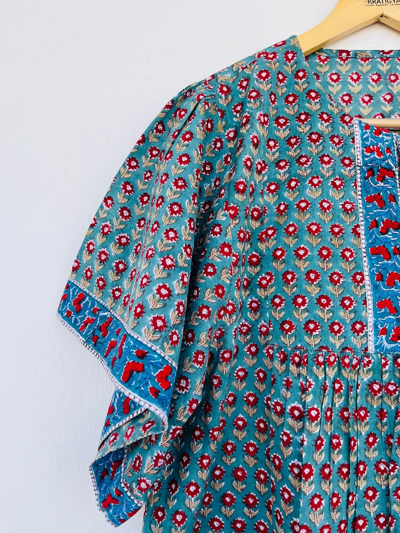 Floral hand block printed long blouse