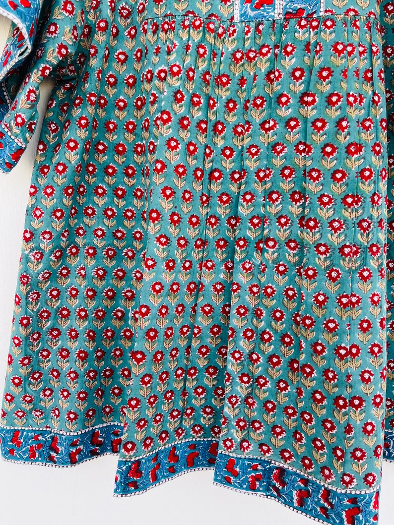 Floral hand block printed long blouse
