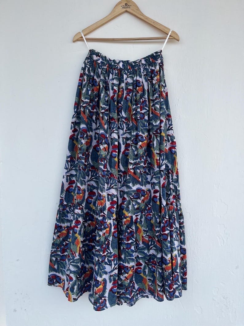 Summer Cotton Hand Block Printed Bohemian Skirt For Women