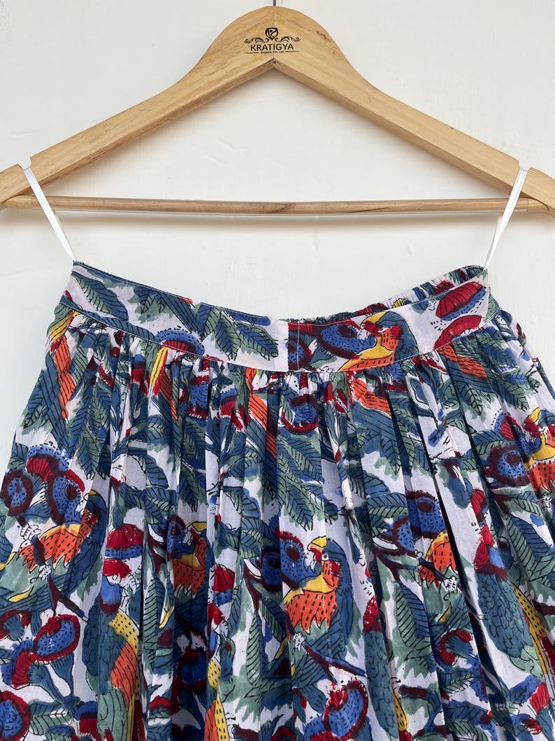 Summer Cotton Hand Block Printed Bohemian Skirt For Women